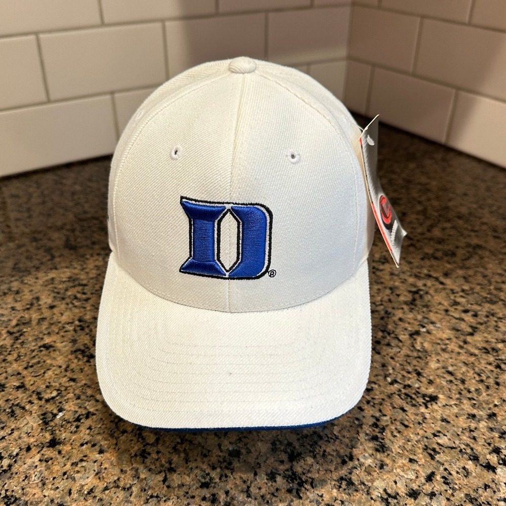 Vtg Duke Blue Devils Colosseum Collegiate Hat White Adjustable Deadstock New